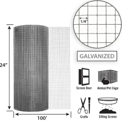 Garden Craft 24 in. H X 100 ft. L Galvanized Steel Hardware Cloth 1/4 in.