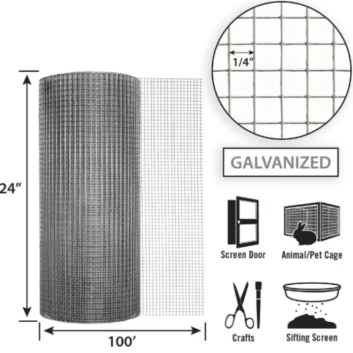 Garden Craft 24 in. H X 100 ft. L Galvanized Steel Hardware Cloth 1/4 in.
