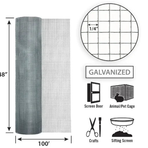 Garden Craft 48 in. H X 100 ft. L Galvanized Steel Hardware Cloth 1/4 in.