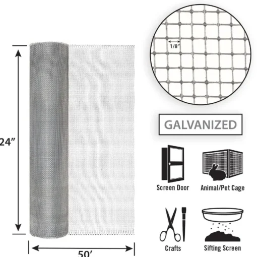 Garden Craft 24 in. H X 50 ft. L Galvanized Steel Hardware Cloth 1/8 in.