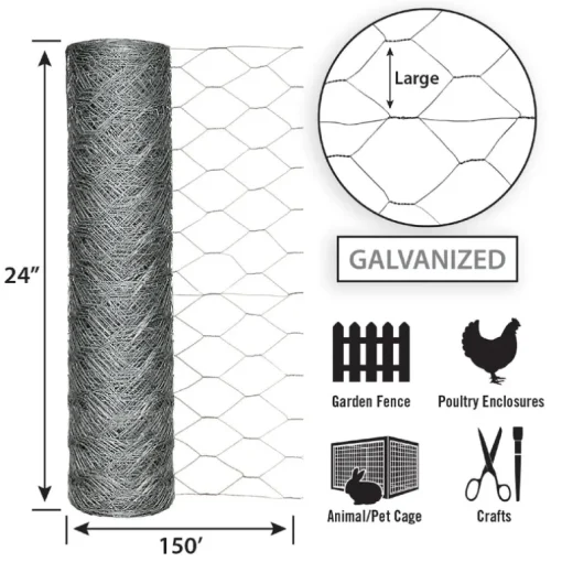 Garden Craft 24 in. H X 150 ft. L Galvanized Steel Poultry Netting 2 in.