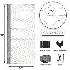 Garden Zone 60 in. H x 50 ft. L 20 Ga. Silver Poultry Netting