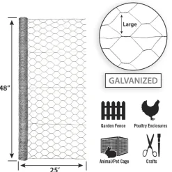 Garden Zone 48 in. H x 25 ft. L 20 Ga. Silver Poultry Netting