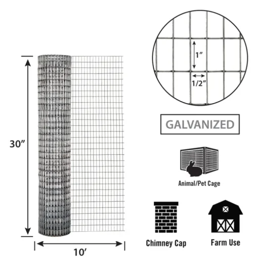 Garden Zone Gray/Silver Steel 16 ga. Welded Wire Fence 10 L ft. x 36 H in. x 30 W in.