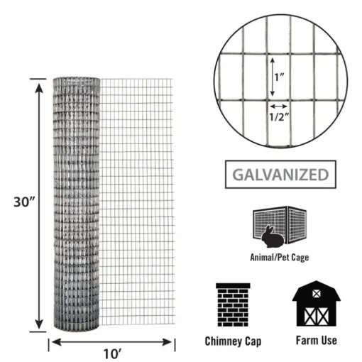 Garden Zone Gray/Silver Steel 16 ga. Welded Wire Fence 10 L ft. x 36 H in. x 30 W in.