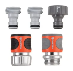 Gardena 5/8 & 1/2 in. Metal Threaded Male/Female Quick Connector Hose Set