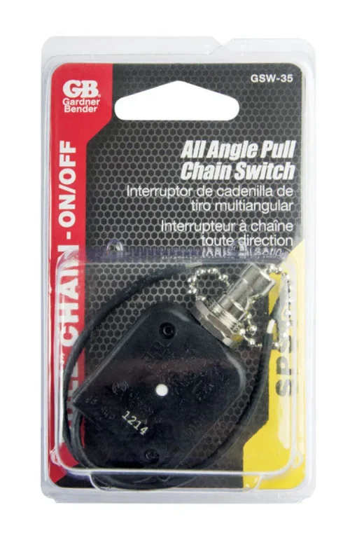 Gardner Bender 6 amps Pull Chain Switch Black/Silver 1 pk