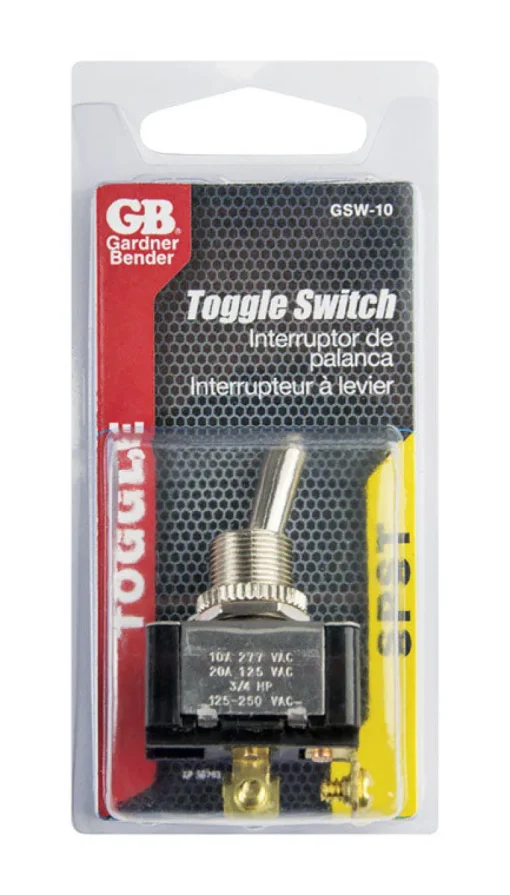 Gardner Bender 20 amps Single Pole Toggle Switch Black/Silver 1 pk