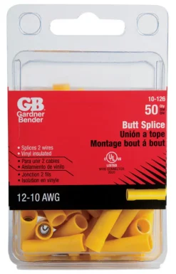 Gardner Bender 12-10 Ga. Insulated Wire Butt Splice Yellow 50 pk