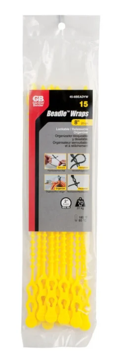 Gardner Bender 12 in. L Yellow Beaded Cable Tie 15 pk