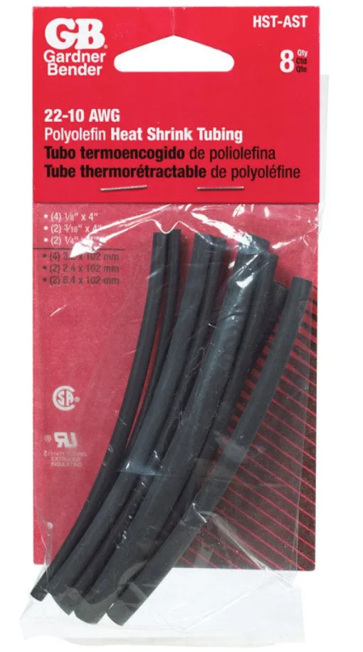 Gardner Bender Heat Shrink Tubing Black 8 pk