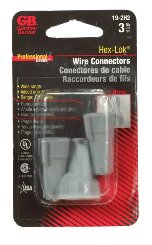 Gardner Bender Hex-Lok 14-6 Ga. Copper Wire Wire Connector Gray 3 pk