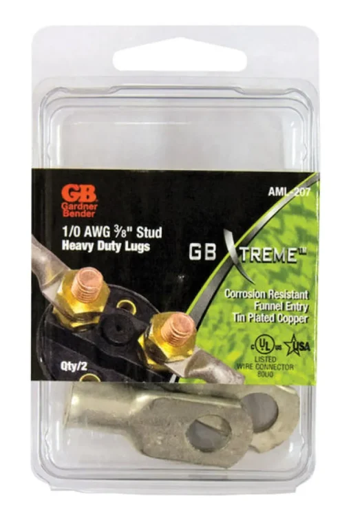 Gardner Bender Xtreme 1 Ga. Insulated Wire Electrical Lug Silver 2 pk
