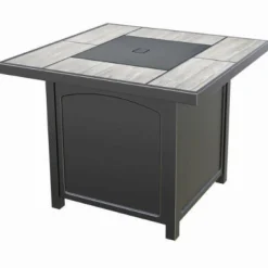 Gas Fire Pit, Square, Aluminum & Steel, Coverts to Table, 32-In.