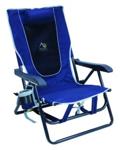 GCI Outdoor 4-Position Navy Blue Hard Arm Backpack Chair