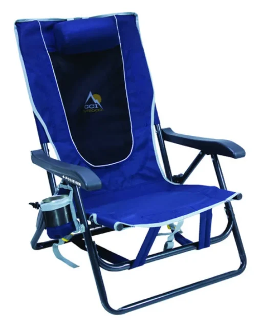 GCI Outdoor 4-Position Navy Blue Hard Arm Backpack Chair