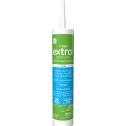 GE Max Extra White Siliconized Acrylic Caulk 10.1 oz. (Pack of 12)