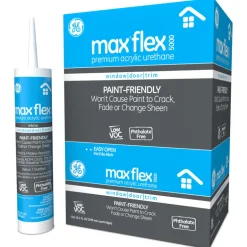 GE Max Flex White Siliconized Acrylic Caulk 10.1 oz. (Pack of 12)