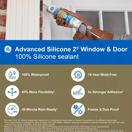 GE Silicone 2 Black Silicone 2 Window and Door Silicone 10.1 oz. (Pack of 12)