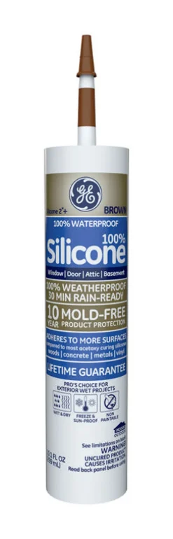 GE Silicone 2 Brown Silicone 2 Window and Door Silicone 10.1 oz. (Pack of 12)