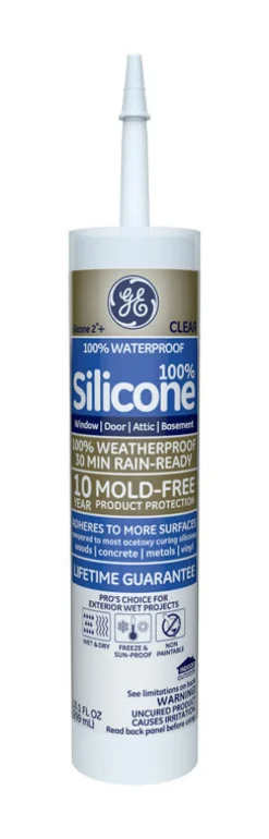 GE Silicone 2 Clear Silicone 2 Window and Door Silicone 10.1 oz. (Pack of 12)