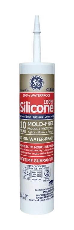 GE Silicone 2 Clear Silicone 2 Kitchen and Bath Silicone 10.1 oz. (Pack of 12)