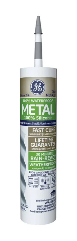 GE Silicone 2 Gray Silicone 2 Metal Gutter Silicone 10.1 oz. (Pack of 12)