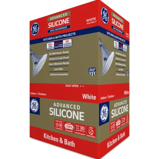 GE Silicone 2 White Silicone 2 Kitchen and Bath Silicone 10.1 oz. (Pack of 12)