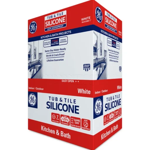 GE Silicone 1 White Silicone 1 Tub and Tile Silicone 10.1 oz. (Pack of 12)