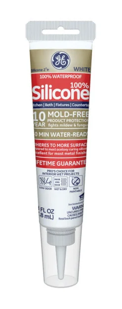 GE White Kitchen and Bath Silicone 2.8 oz. (Pack of 12)