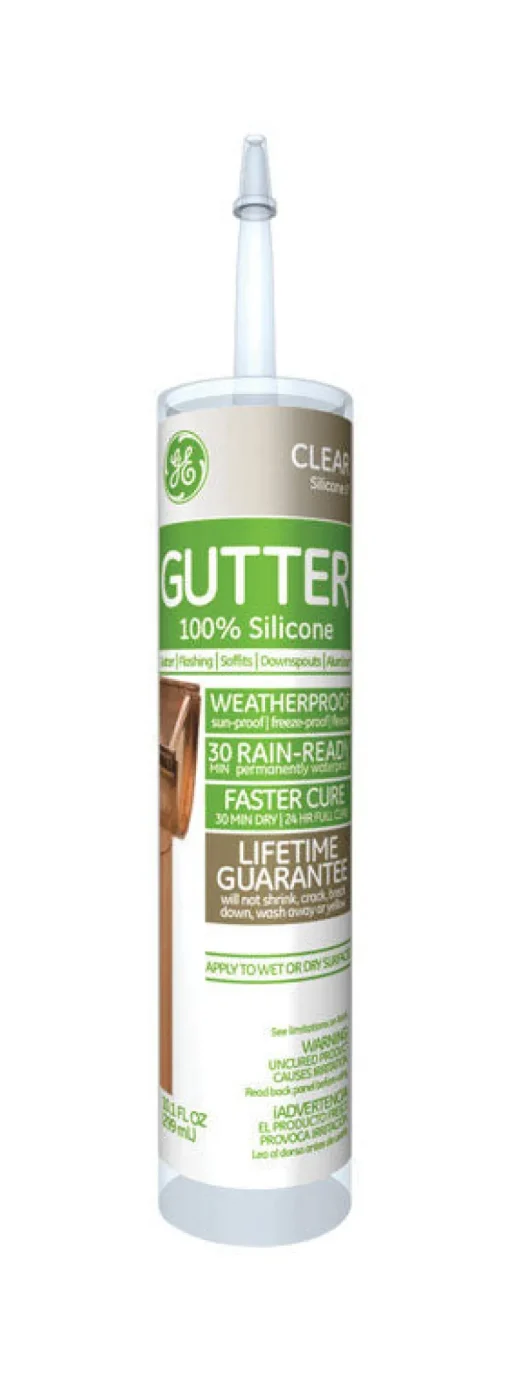 General Electric Clear Silicone 27 g/L VOC Gutter & Flashing Sealant 10.1 oz. (Pack of 12)