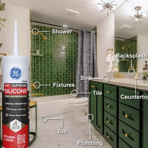 General Electric Clear Supreme Silicone Kitchen & Bath Caulk Sealant 10.1 oz. (Pack of 12)