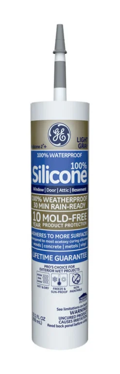 General Electric Light Gray Advanced Silicone Window & Door Sealant 10.1 oz. (Pack of 12)
