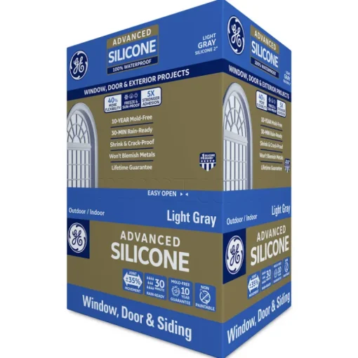 General Electric Light Gray Advanced Silicone Window & Door Sealant 10.1 oz. (Pack of 12)