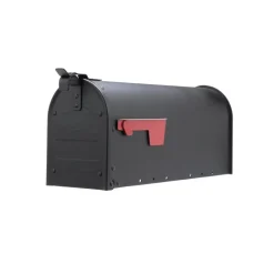 Gibraltar Mailboxes Admiral Aluminum Post Mounted Black Mailbox 9.5 in. H x 6.9 in. W x 20.8 in. L