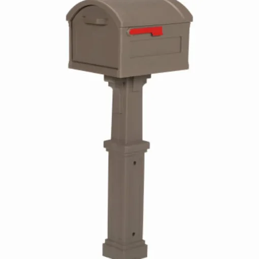 Gibraltar Mailboxes Grand Haven Plastic Post and Box Combo Mocha Mailbox 54 in. H x 16.63 in. W x 20 in. L