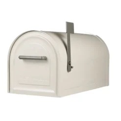 Gibraltar Mailboxes Reliant Contemporary Galvanized Steel Post Mount White Mailbox
