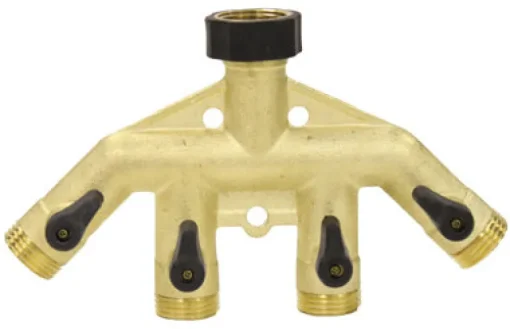 Gilmour 3/4 in. Brass Threaded Male 4-Way Shut-off Valve