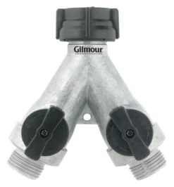 Gilmour Metal Threaded Male Y-Hose Connector with Shut Offs