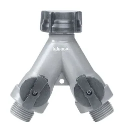 Gilmour Polymer Threaded Male Y-Hose Connector with Shut Offs