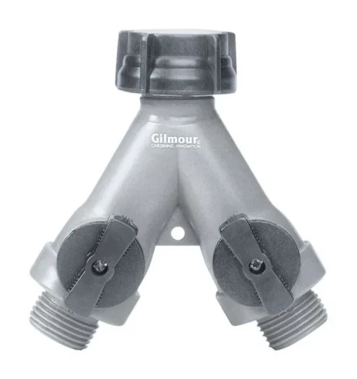 Gilmour Polymer Threaded Male Y-Hose Connector with Shut Offs