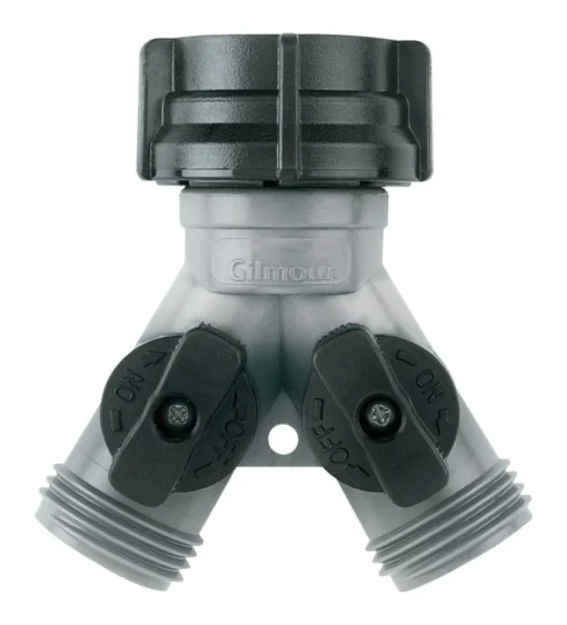 Gilmour Polymer Threaded 2 Male/1 Female Y-Hose Connector with Shut Offs (Pack of 12).