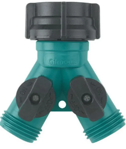 Gilmour Polymer Threaded 2 Male/1 Female Y-Hose Connector with Shut Offs (Pack of 12).