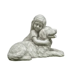 GIRL N DOG STATUE 12.6"