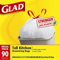 Glad 13 gal. Tall Kitchen Bags Drawstring (Pack of 4)