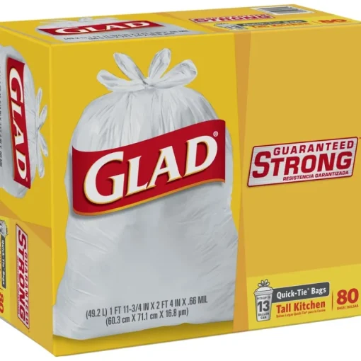 Glad 13 gal Tall Kitchen Bags Quick Tie 80 pk (Pack of 4)