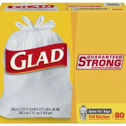 Glad 13 gal Tall Kitchen Bags Quick Tie 80 pk (Pack of 4)