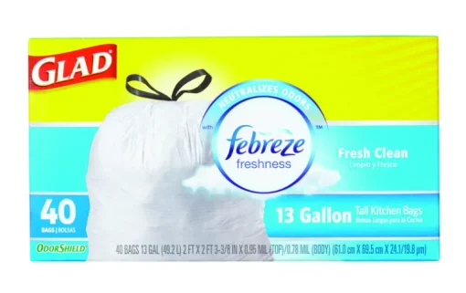 Glad ForceFlex 13 gal Fresh Scent Tall Kitchen Bags Drawstring 40 pk (Pack of 6)