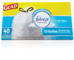 Glad ForceFlex 13 gal Fresh Scent Tall Kitchen Bags Drawstring 40 pk (Pack of 6)