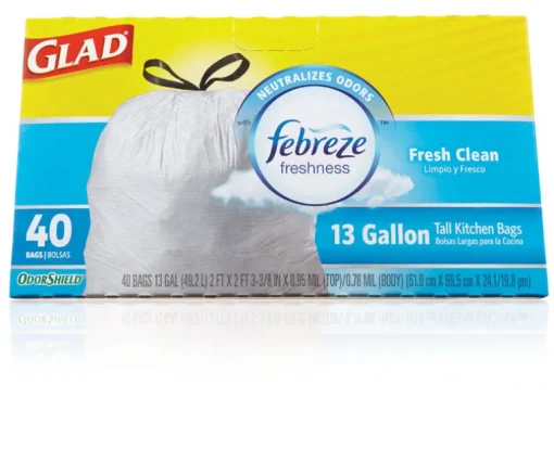 Glad ForceFlex 13 gal Fresh Scent Tall Kitchen Bags Drawstring 40 pk (Pack of 6)